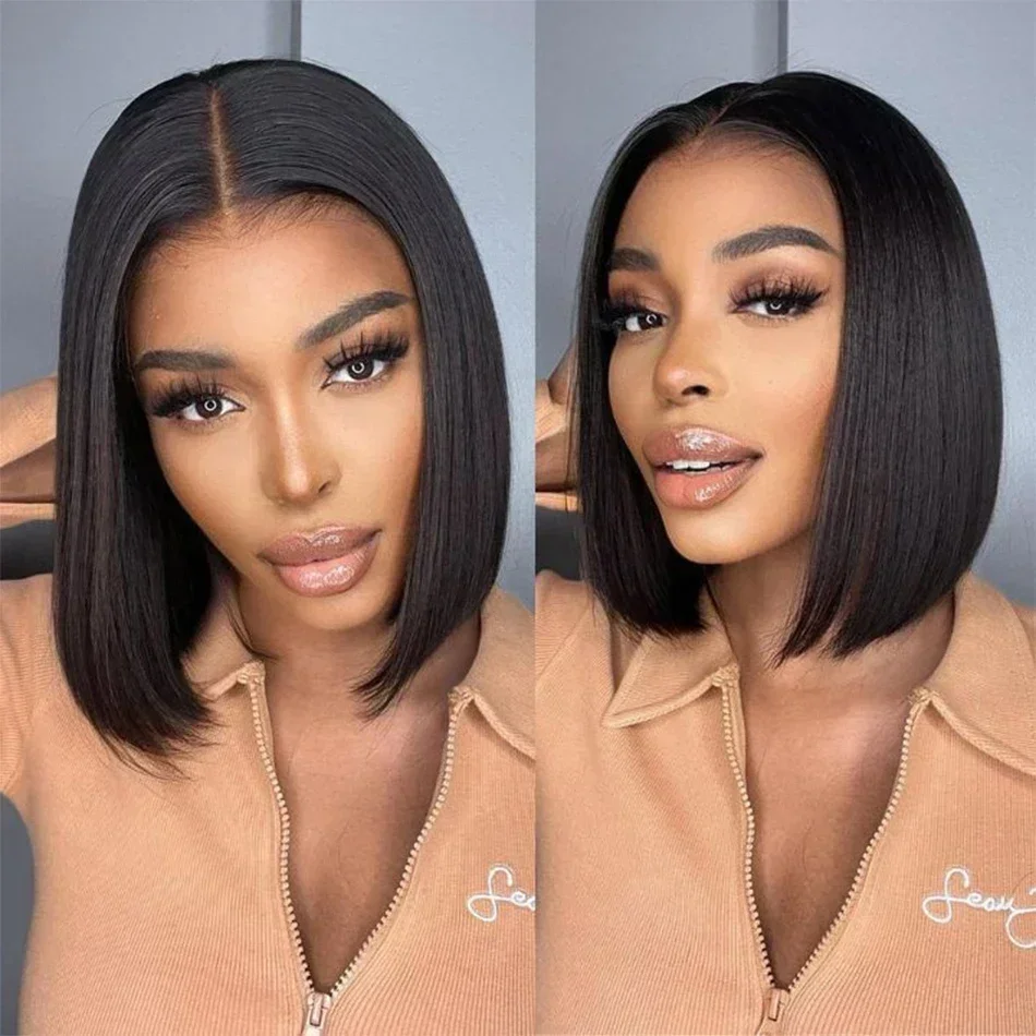 2026 New 10 Inch  Front Synthetic Wig, Bone Straight Short Bob Preplucked Soft Brazilian Style Daily Wear Fashion Lace F