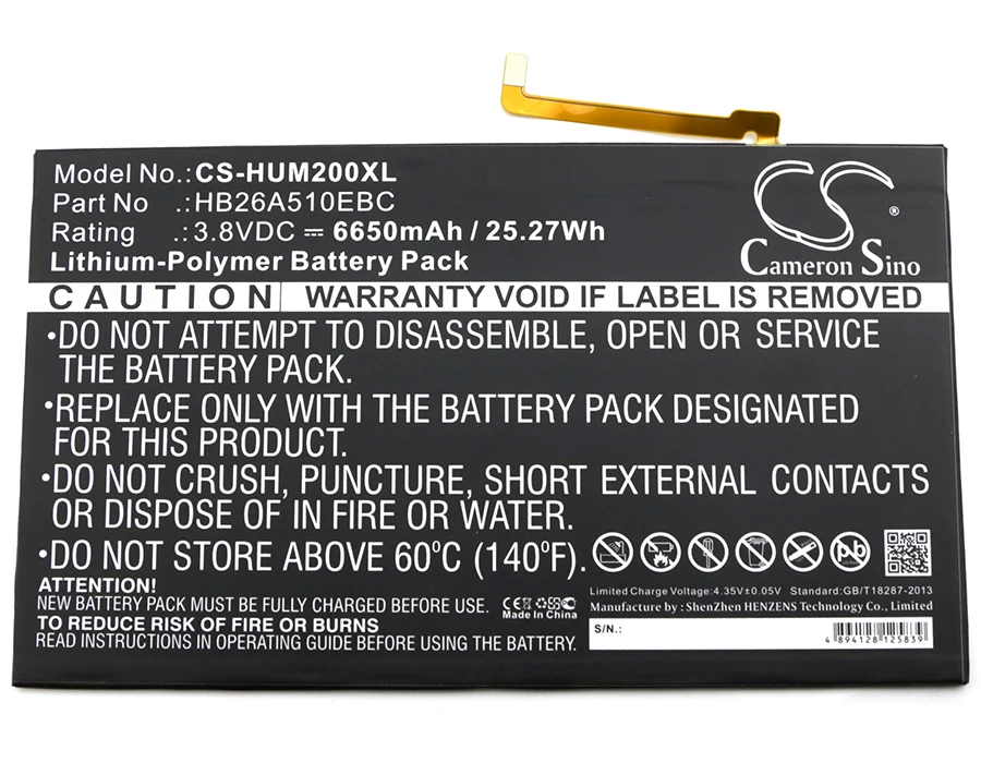 Tablet Battery For  Huawei HB26A510EBC MediaPad M2 10.1 TD-LTE Youth D-LTE  FDR-A03L Pro Standard  WiFi FDR-A01w