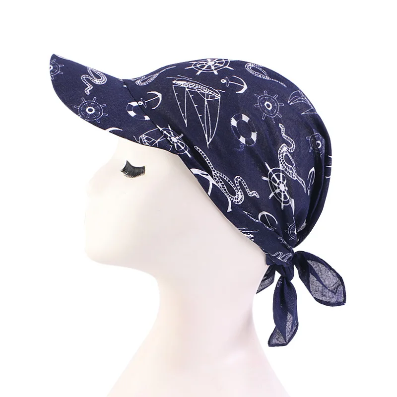 Bandana Paisley Print Turban Cap Tied Headwrap Women Baseball Cap Casual Adjustable Sun Visor Hat