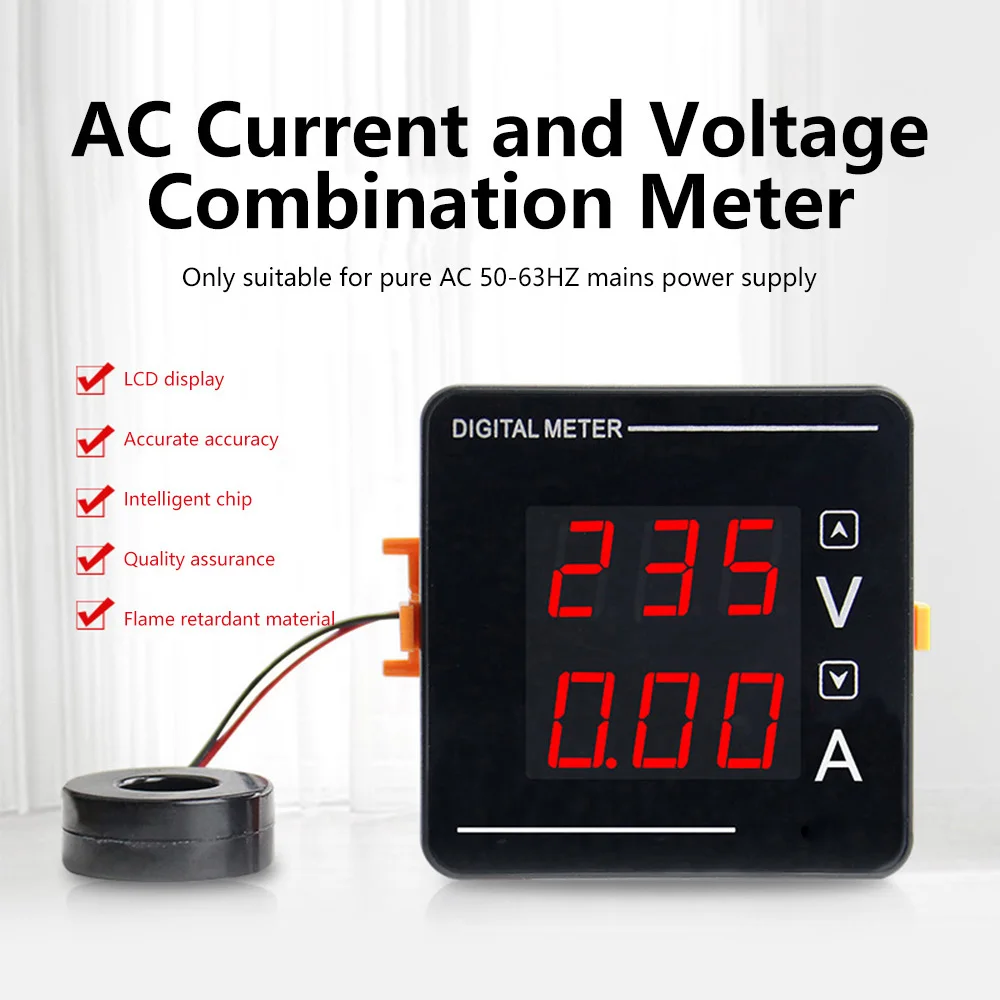 AC50-500V Digital Display Current Voltage Dual Display Meter CH-72VA Embedded Digital Display Instrument Voltage Meters