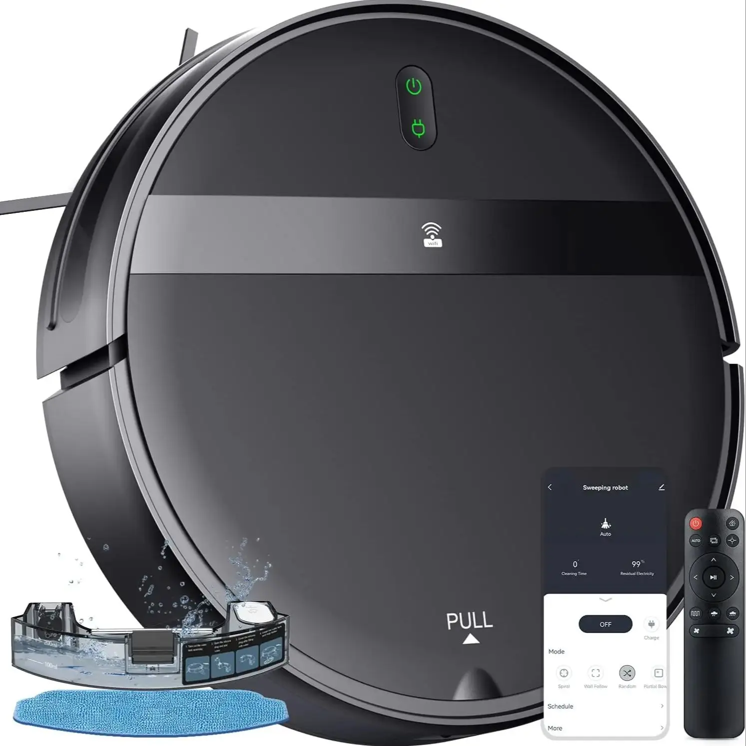 

Robot Vacuum and Mop Combo 2000Pa | WiFi Alexa App Control | Pet Hair Tangle-Free | Auto Recharge | Ultra-Slim Quiet 2.8"