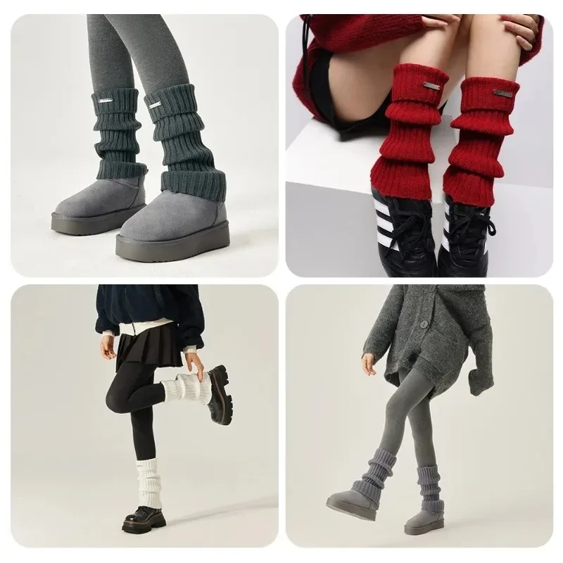 

Y2K гетры с металлическими этикетками, новые женские осенние и зимние гетры, вязаные крючком сапоги в японском стиле Лолиты, гетры с ворсом, носки