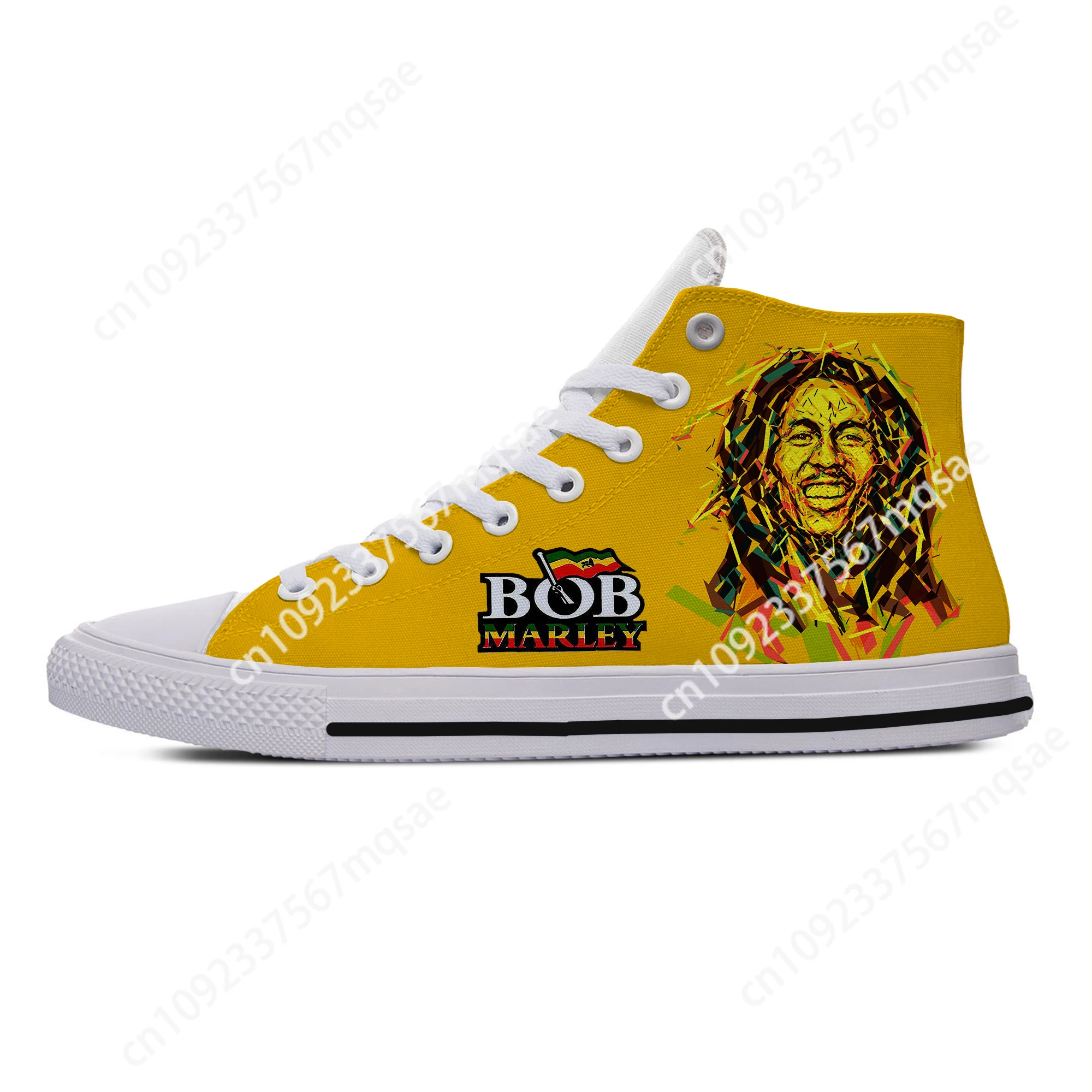 Custom Made Legend Bob Marley Reggae Music Novelty Design Lightweight High Top Canvas Shoes Men Women Casual Breathable Sneakers