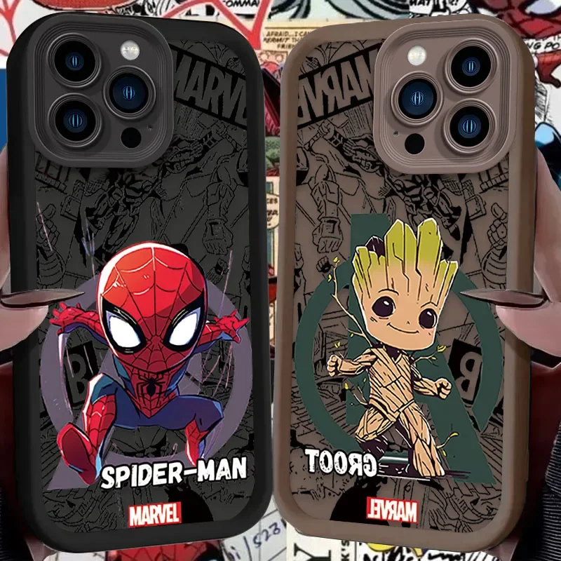 Marvel Spider Man Case For iPhone 16 15 14 13 12 11 Pro Max X XS X S Max XR SE 2020 7 8 Plus iphone16 Soft Silicone Back Cover