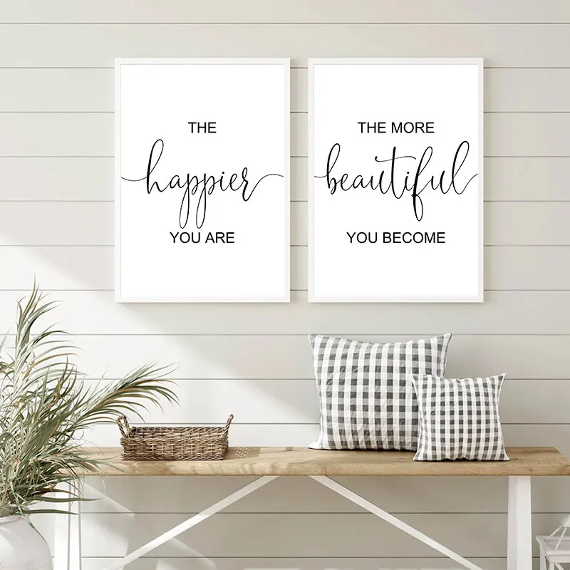 Modern Inspirational Beautiful Quotes Canvas Art Poster Prints Simple Wall Decorative Painting for Bedroom Home Decor Picture