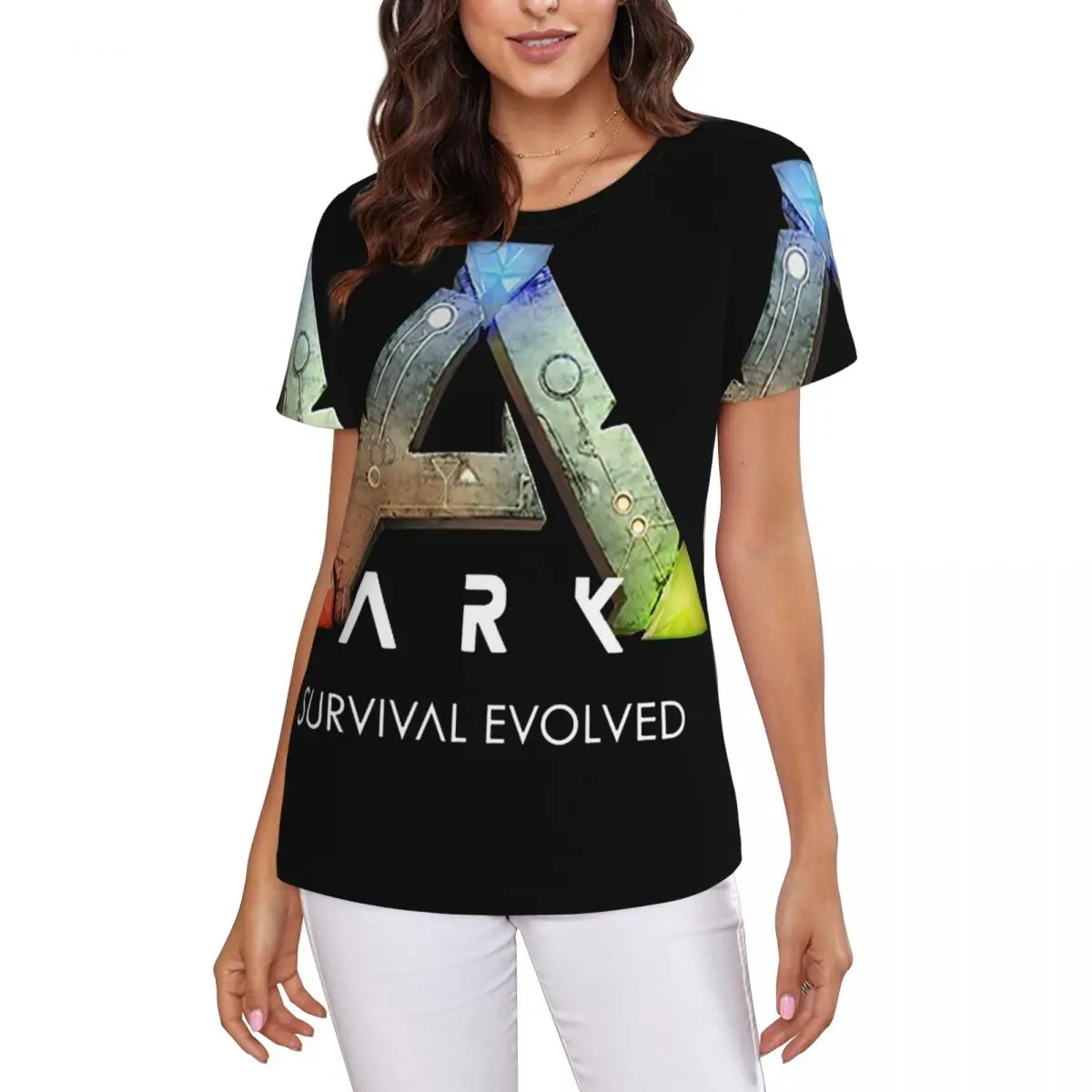 Ark Survival Evolved (noir) t-shirt à manches courtes pour femmes, t-shirt à col rond, Streetwear en coton, t-shirts d'été