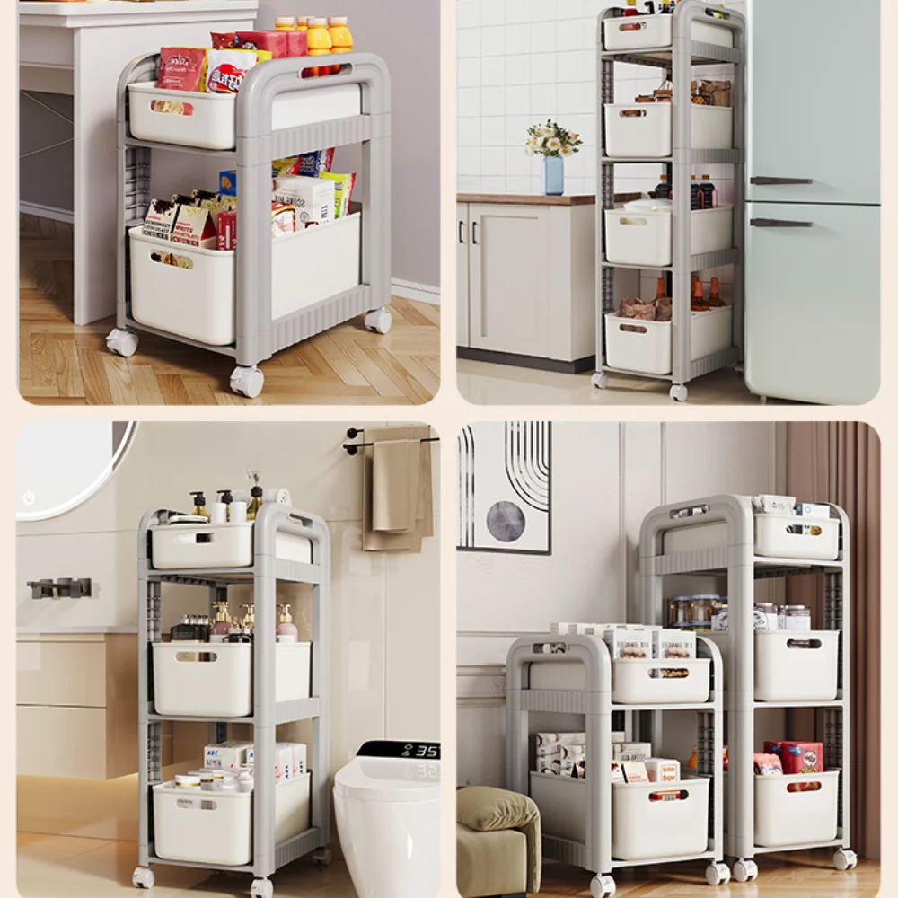 Movable Bookshelf Students School Bag Trolley Movable Bookshelf Drawer Style Storage Rack Under-Table Wheeled Snack Storage Rack