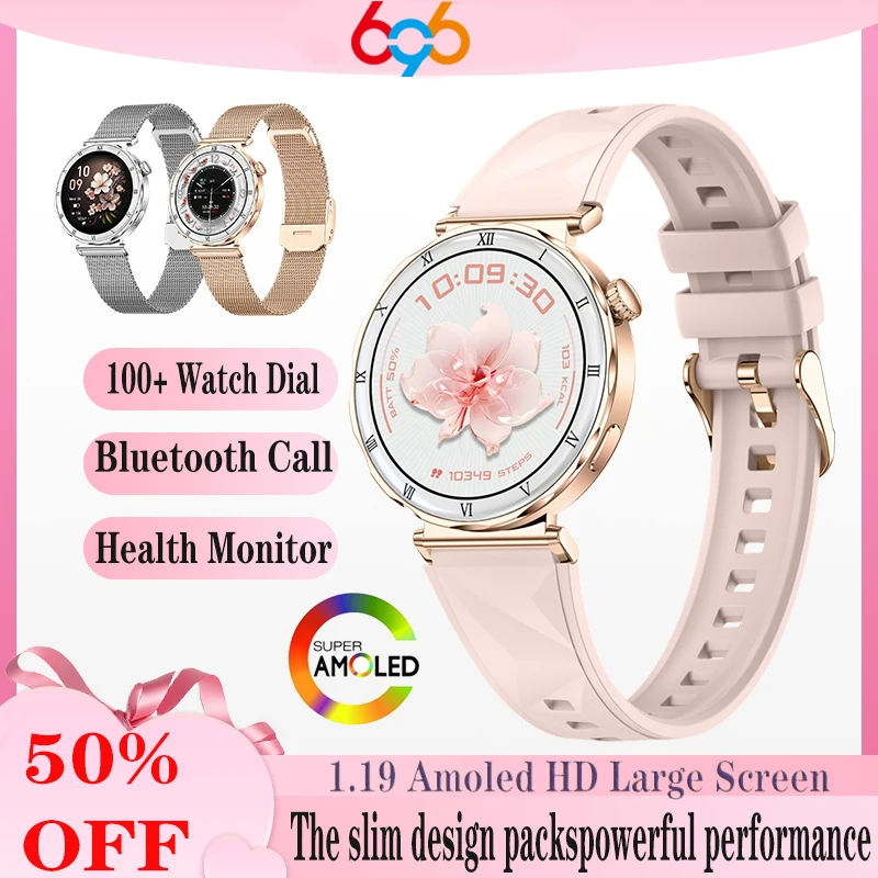 

Blue Tooth Call Smart Watch Sleep Health Monitor Women Smartwatch Information Push Sports Fitness Music 1.19 Inch Amoled Screen