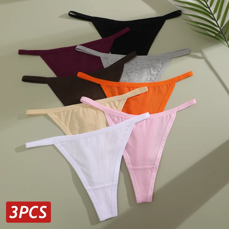 3 teile/satz Damen Baumwoll höschen sexy niedrige G-String Riemen bequeme Unterwäsche für weibliche einfarbige T-Back intimates Hose