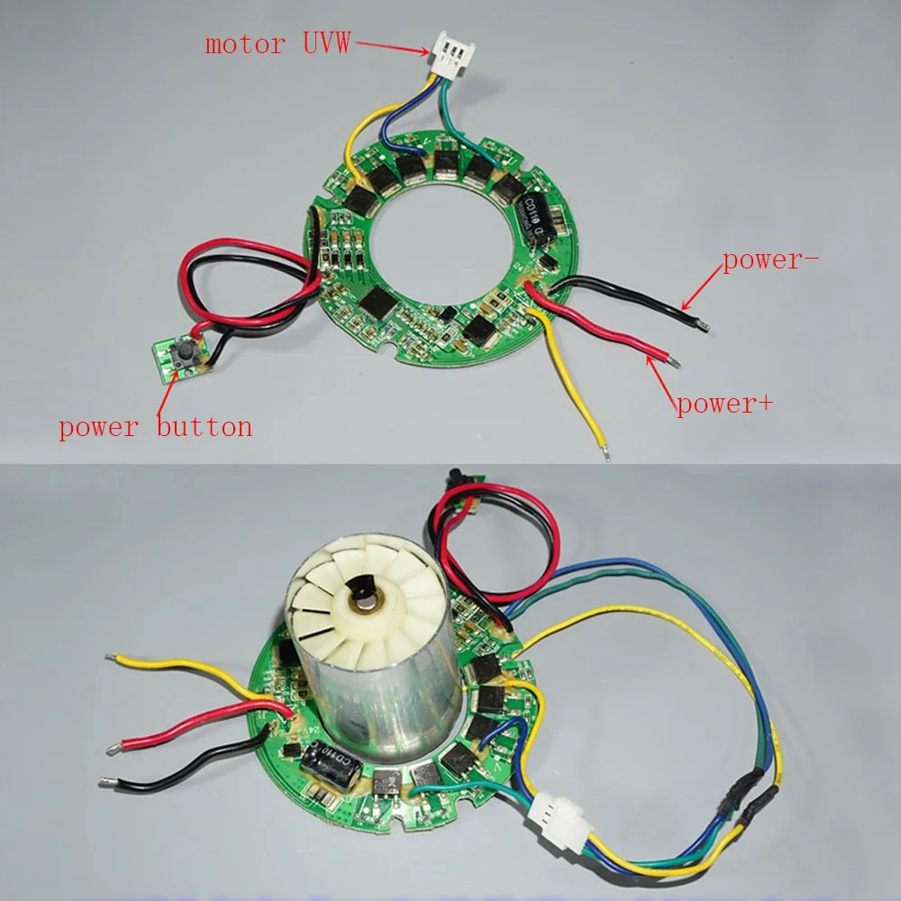 

6A Макс. 50 Вт Высокоскоростной двигатель вентилятора DC10-24V Бесщеточный двигатель Электрический фен Корпус из алюминиевого сплава 3-фазный двигатель переменной мощности