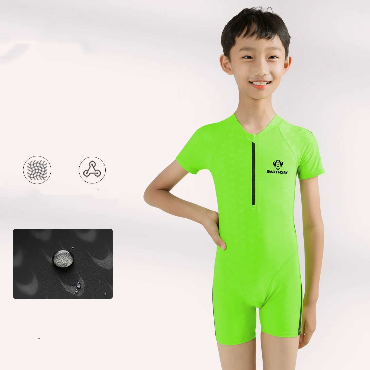 Kids Outdoor WaterProof Surfing Beach Competitive Knee Length SwimSuit One Piece Professional Quick-Dry Sports Bathing SwimWear - Image 4