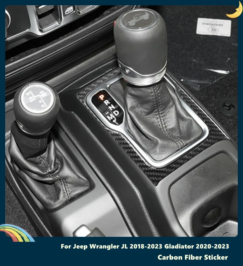 

Carbon Fiber Car Gear Shift Panel Trim Cover Frame Decoration Stickers For Jeep Wrangler JL 2018-2023 Gladiator 2020-2023