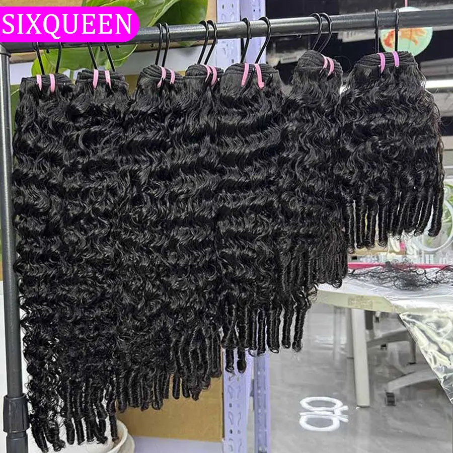 

Burmese Curly Bundles Human Hair 3C4A Spiral End Quick Water Wave Human Hair Bundles Extensions 4Pcs 32 34 36 38 inch #1 Black