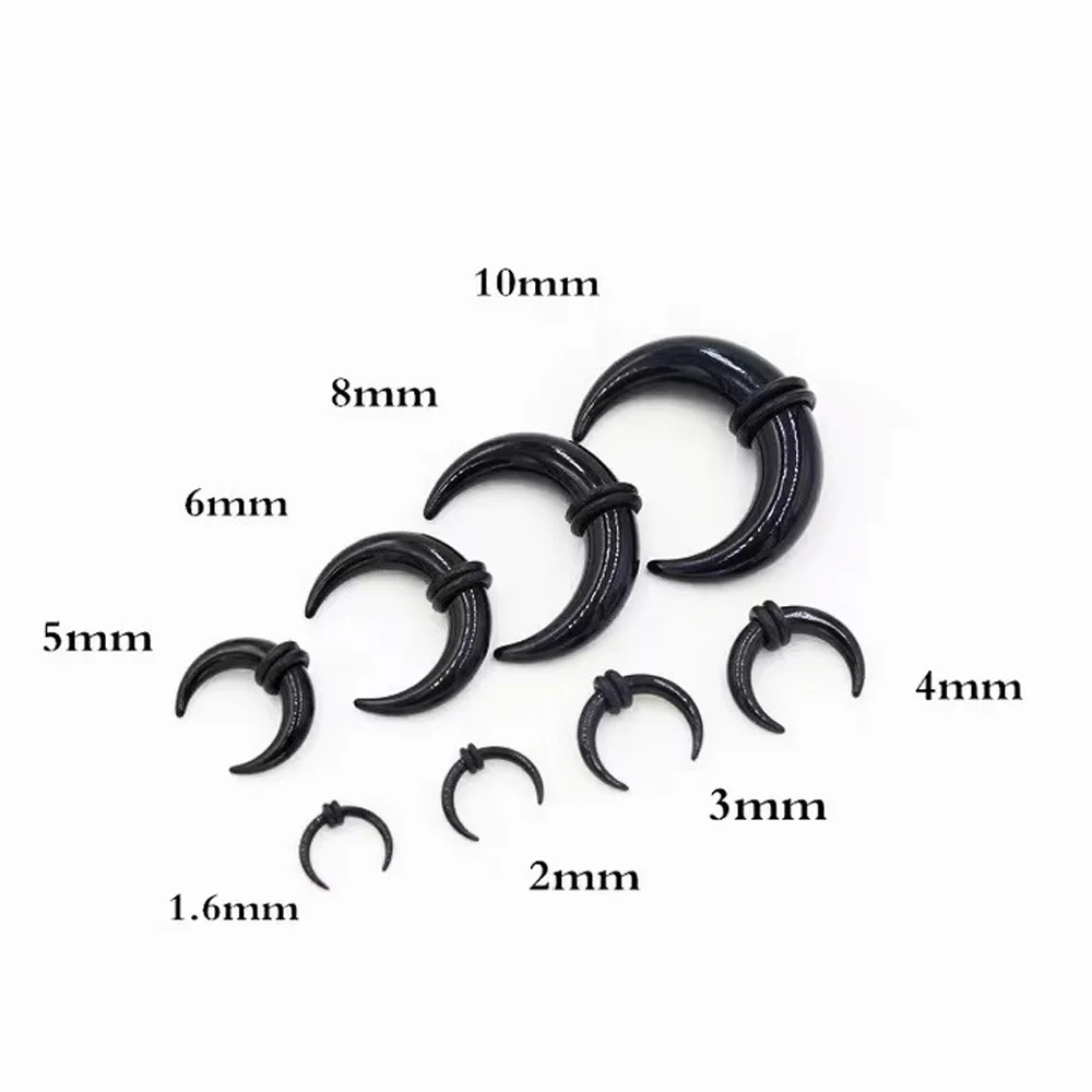 2-18Pcs Acrylic Septum Pincher Tapers C Shape Buffalo Ear Taper Kit Stretching Expander Rings for Nose Ear Gauges Size 1.6-10mm