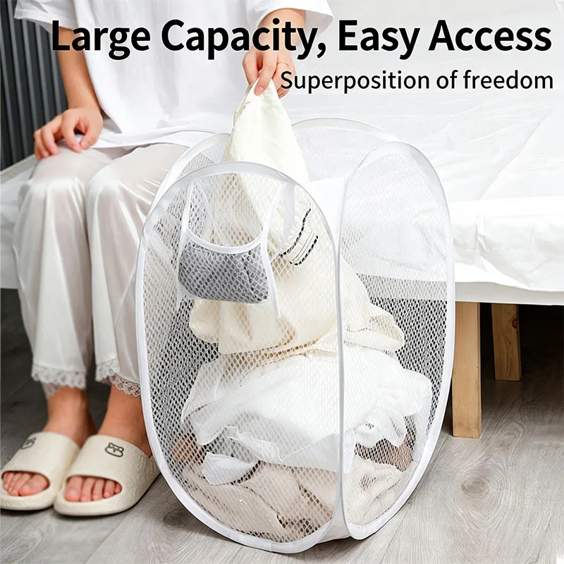 Dirty Clothes Basket Skeleton Ventilated Foldable Easy Storage Portable Large Capacity Clothes Basket Home Laundry Basket