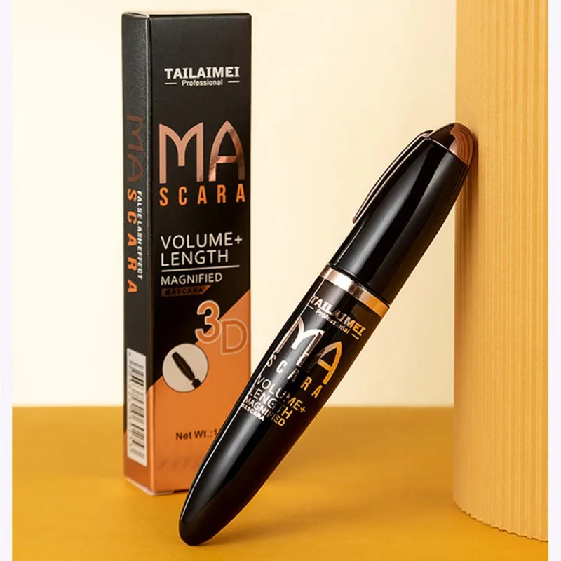 Tlm Black 3d Mascara Waterdichte Anti-Zweet Mascara Verlengt Wimpers Verlenging Zwarte Zijde Vezel Mascara Vrouwelijke Make-Up Cosmetisch