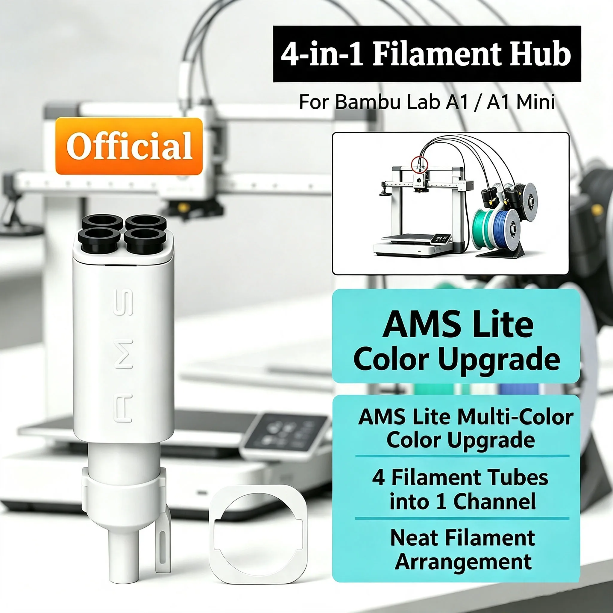 Bambu Lab AMS Lite Five-Way Filament Switch Hub, Multi-Material Feeding Component for A1 A1 Mini Multi-Color Printing