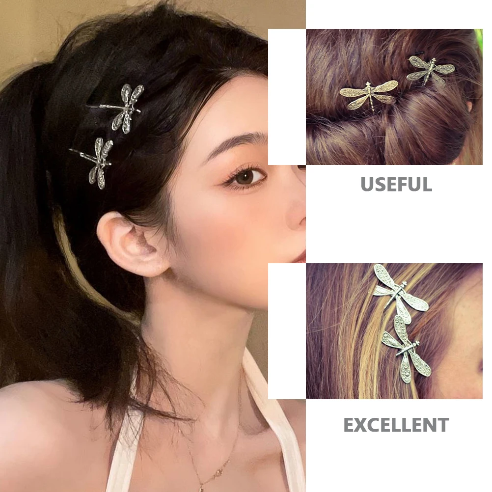 

6 pcs Vintage Dragonfly Hair Clips Retro Silver Gold Bobby Pins for Women Decorative Headwear Daily Party Metal Safe Strong