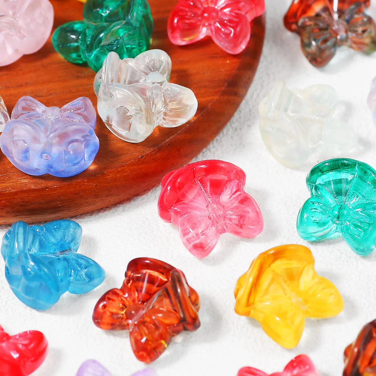 16mm Lampwork Random Mixed Color Glass Bowknot Bell Beads Loose Charm Beads For Handcraft DIY Jewelry Bracelet Necklace Marking
