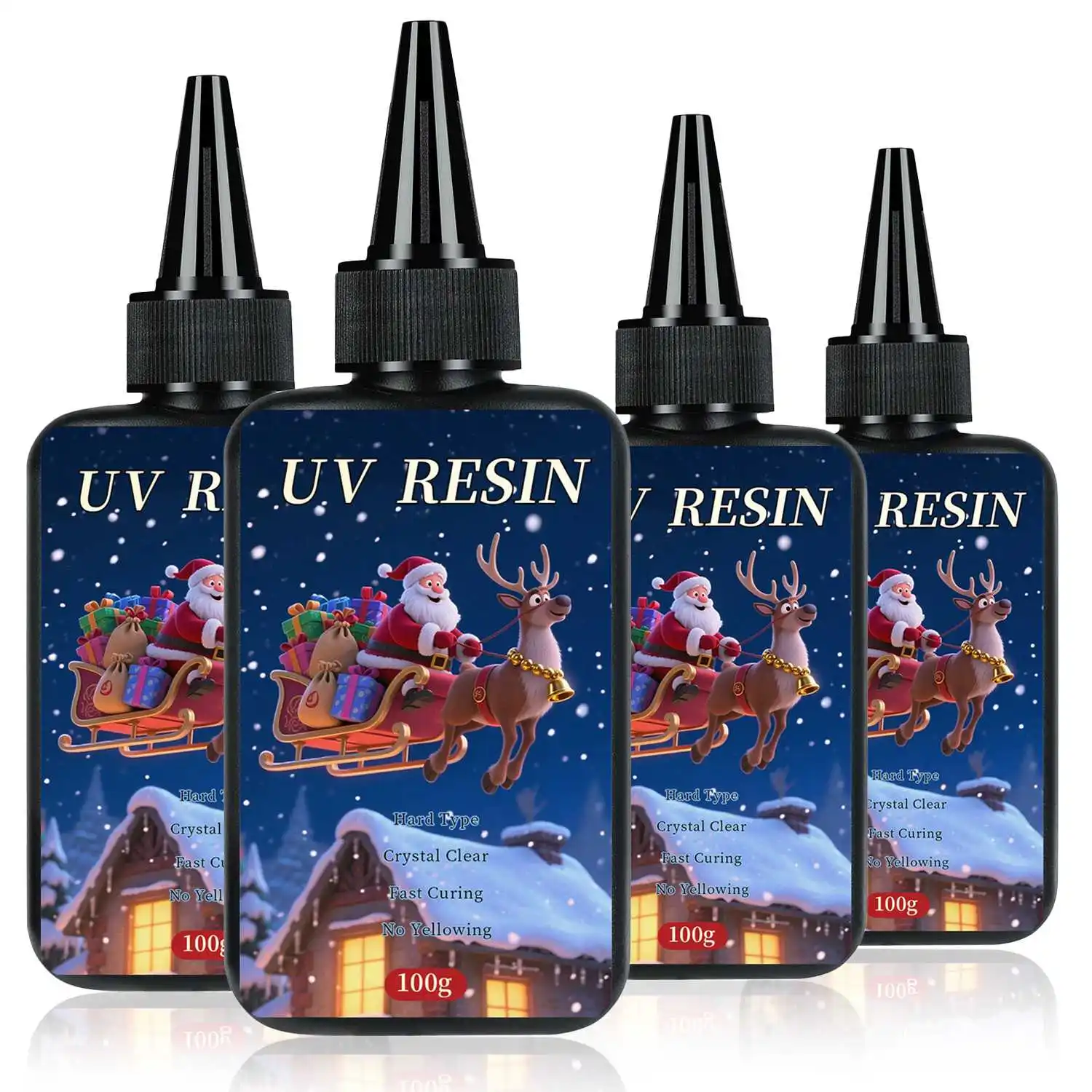 Christmas Clear UV Resin Hard Type One Minute Ultraviolet Solar Fast Curing Epoxy Resin Glue for Casting Molds Jewelry Craft DIY