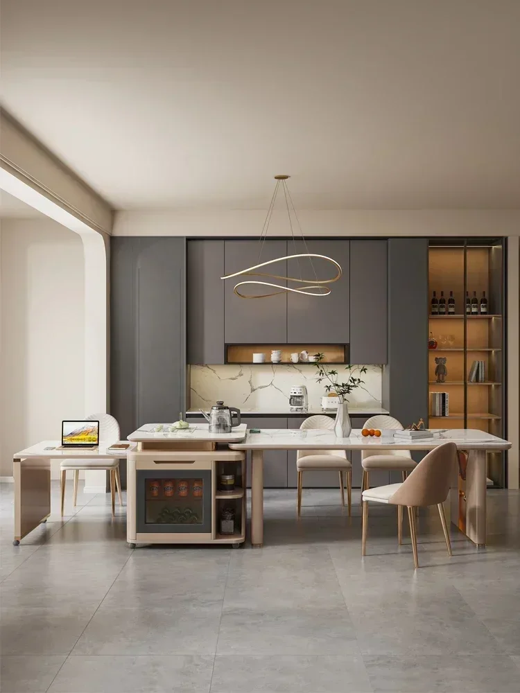 

Dining table and chair are combined into one, which is flexible, movable, light, luxurious and rotary.