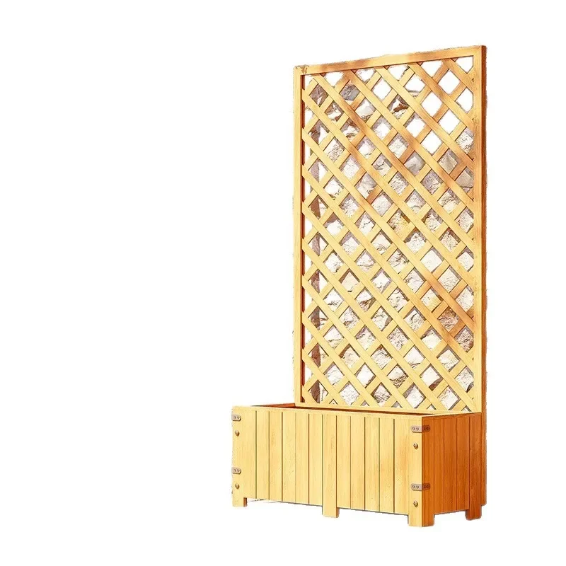 Antiseptic wood flower stand Balcony climbing vine stand Outdoor fence Screen partition Courtyard fence Flower box room