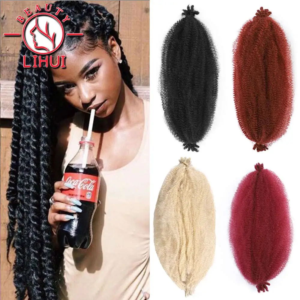 Lihui – Extensions capillaires synthétiques, tresses Afro au Crochet, mèches crépues Marley, mèches en vrac pour femmes noires
