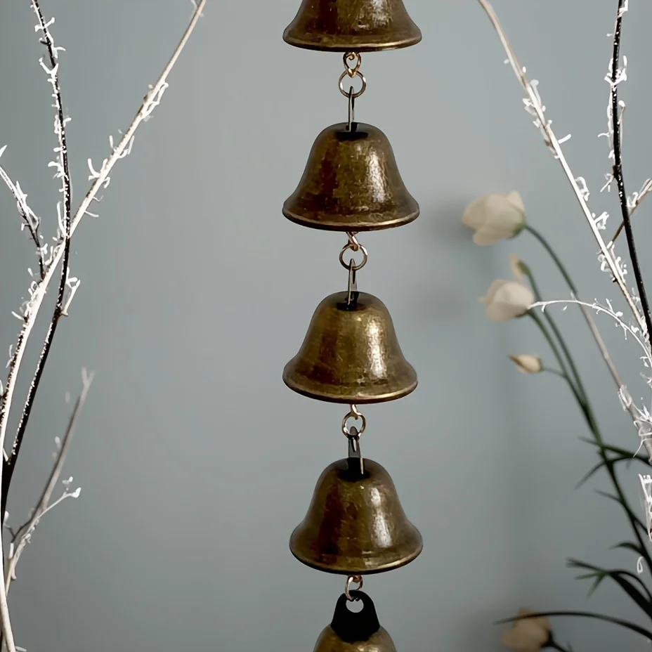 رنين الرياح الحديدي المصنوع يدويًا، جرس ريفي للحديقة والجدار. حرفي مصنوع، لا حاجة للكهرباء. ديكور خارجي مثالي! #3