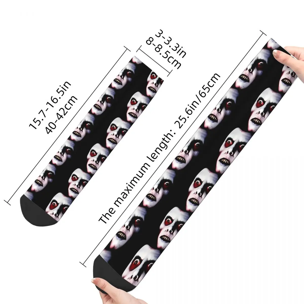 Funny Happy Sock for Men Captain Howdy Pazuzu Hip Hop The Exorcist Horror Film Quality Pattern Printed Crew Sock Seamless Gift