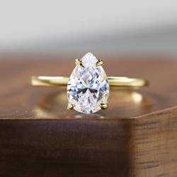 Waterdrop 925 Sterling Silver 1ct-3ct Moissanite Engagement Ring for Woman D Color VVS1 14K Gold Plated Gifts with Certificate