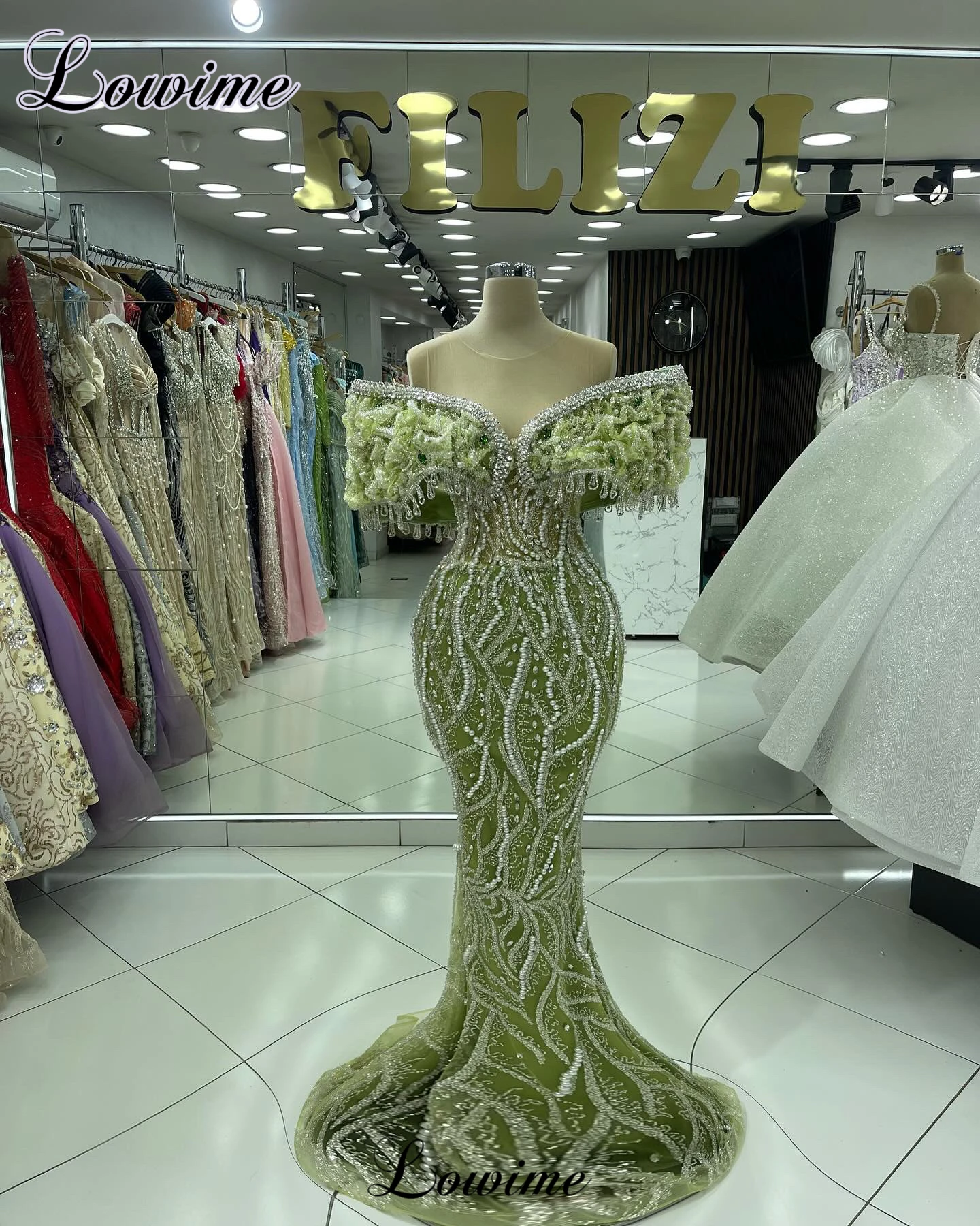 New Fashion Light Green Celebrity Dresses 2025 Off Shoulder Special Red Carpet Runway Dress Birthday Party Gown Vestido Elegante