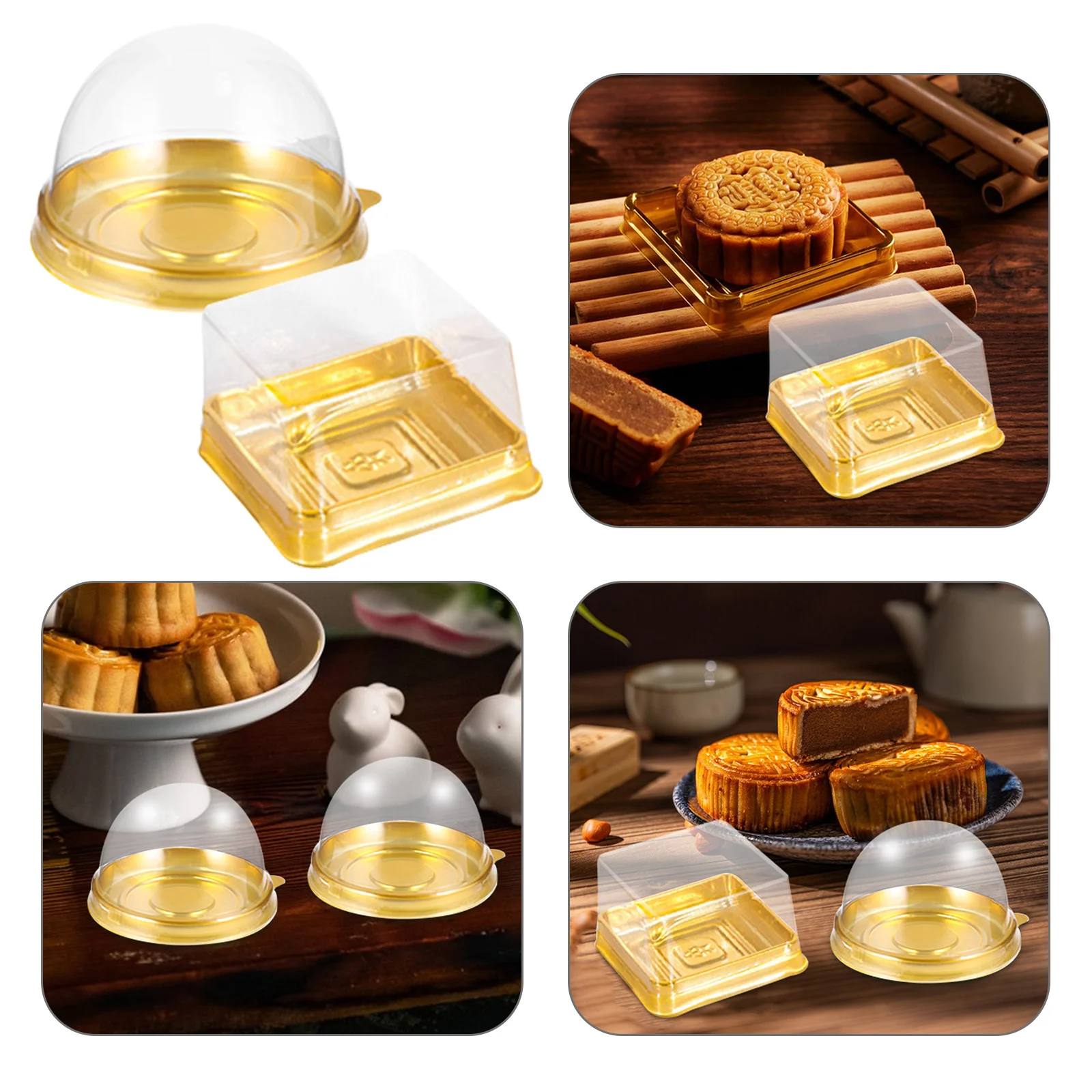 

100 pcs Baking Packaging Waterproof Storage For Cupcakes Pastries Bakery Boxes Round Moon Cake Cases Portable Multipurpose