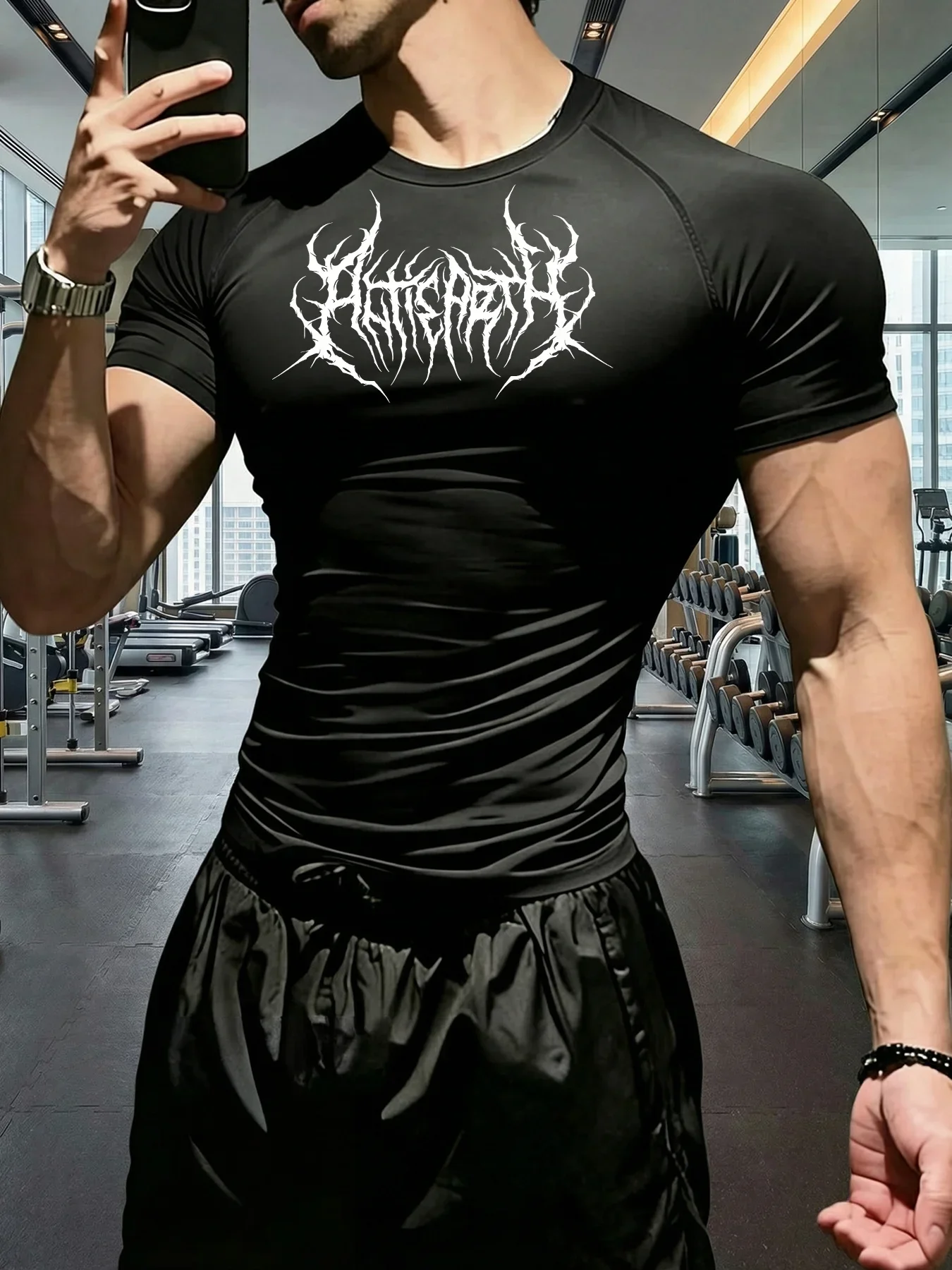 New Men's and Women's Fitness Clothes, Featuring Dark Style Gothic Trendy Pattern Printing, Quick Drying and Breathable