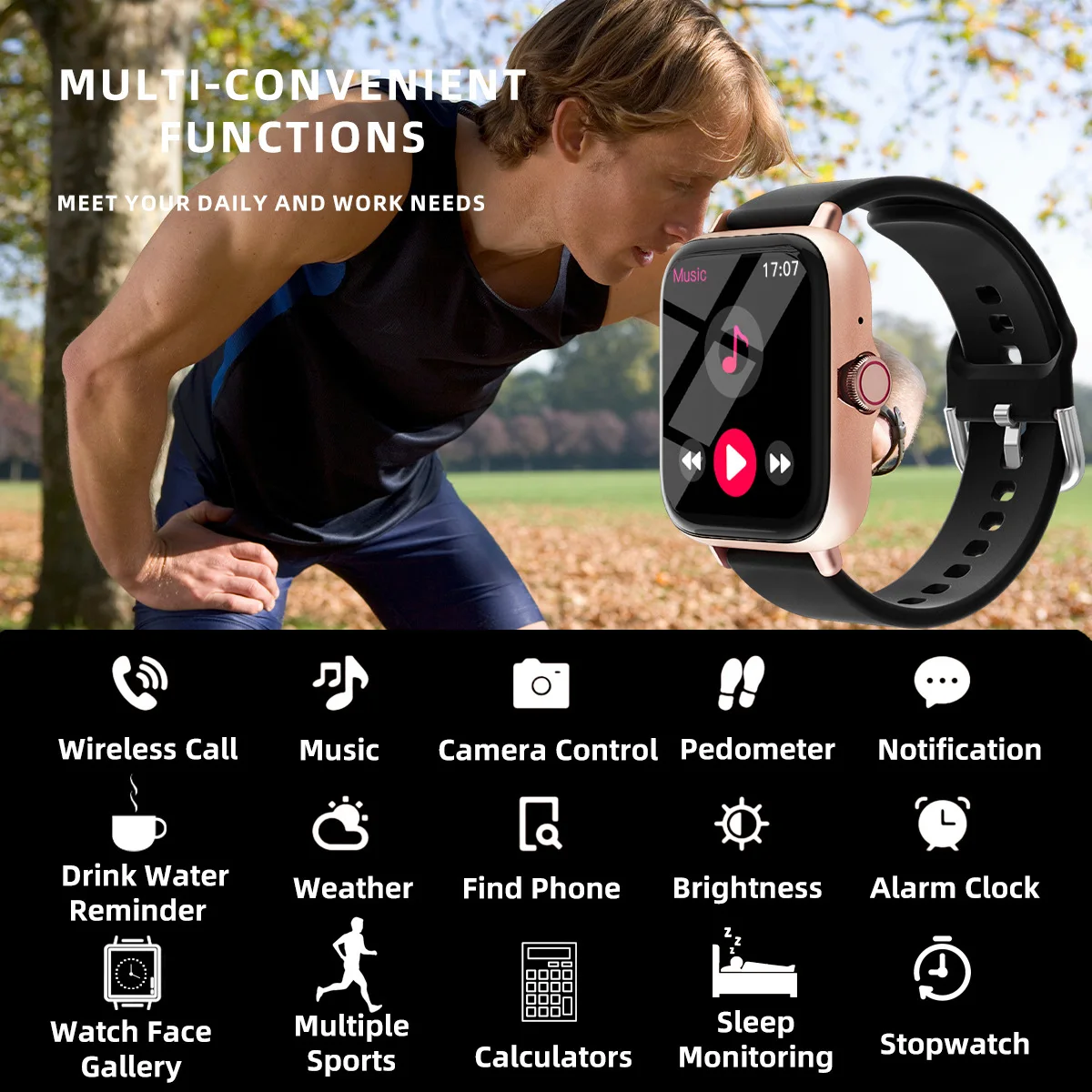 1.83'' Waterproof Smart Watch with Message Answer Call Sleep Monitoring Sports Pedometer Information Alerts For iPhone Android