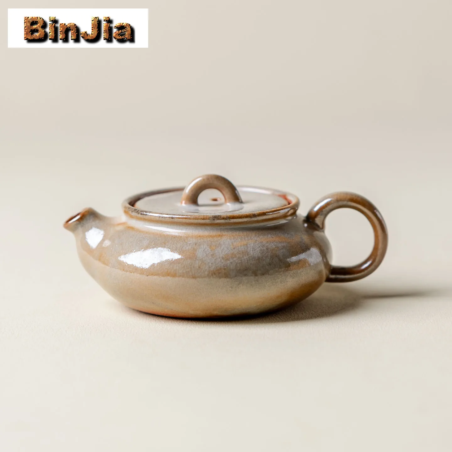 

70ml Wood-fired Porcelain Flat Teapot Handmade Tea Infuser Pot Tea Brewing Kettle With Ball Hole Teaware Accessories Gift Craft