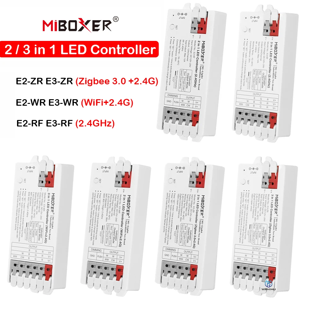 Miboxer Tool-free Instant Wiring LED Controller WiFi Zigbee 3.0+2.4G Single color/CCT/RGB/RGBW/RGB+CCT LED Strip Dimmer 12A/Ch