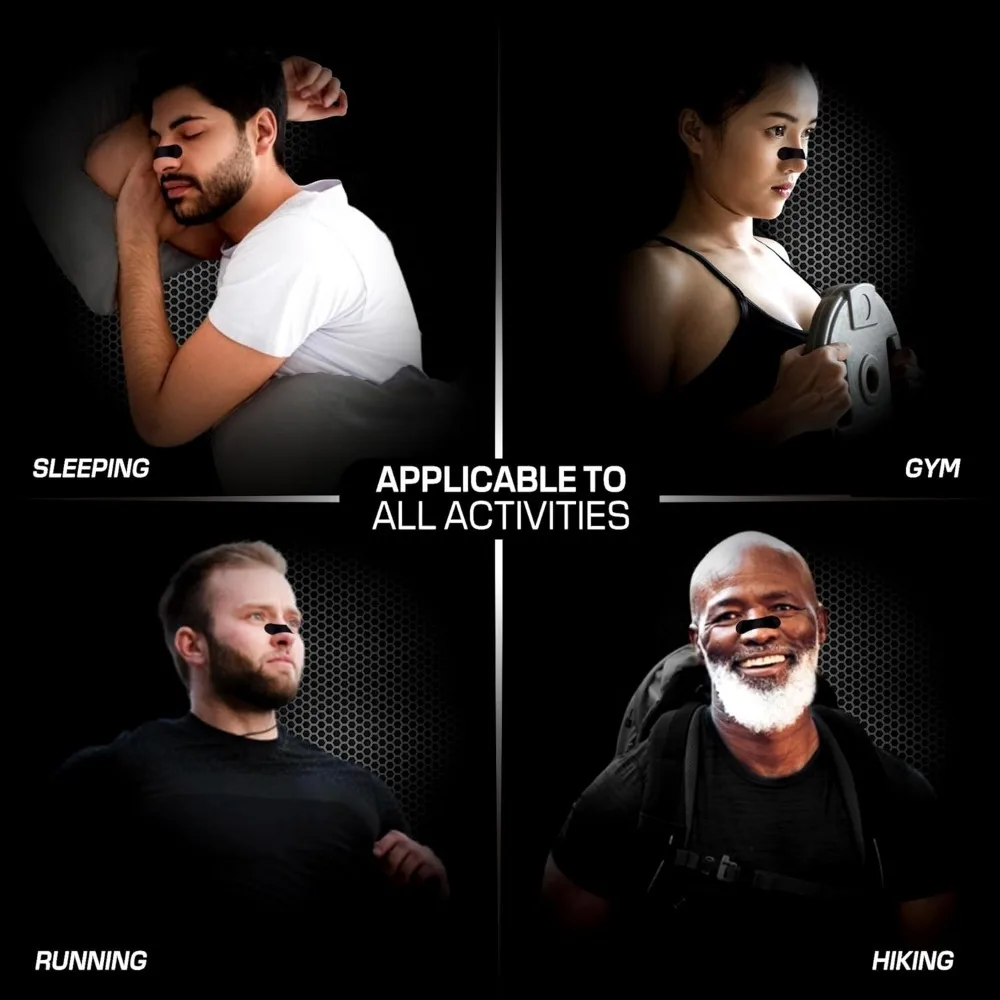 Tiras nasales de rendimiento para respirar (60 unidades) - Adhesivo a prueba de aceite y sudor - Tiras nasales atléticas para roncar y dormir