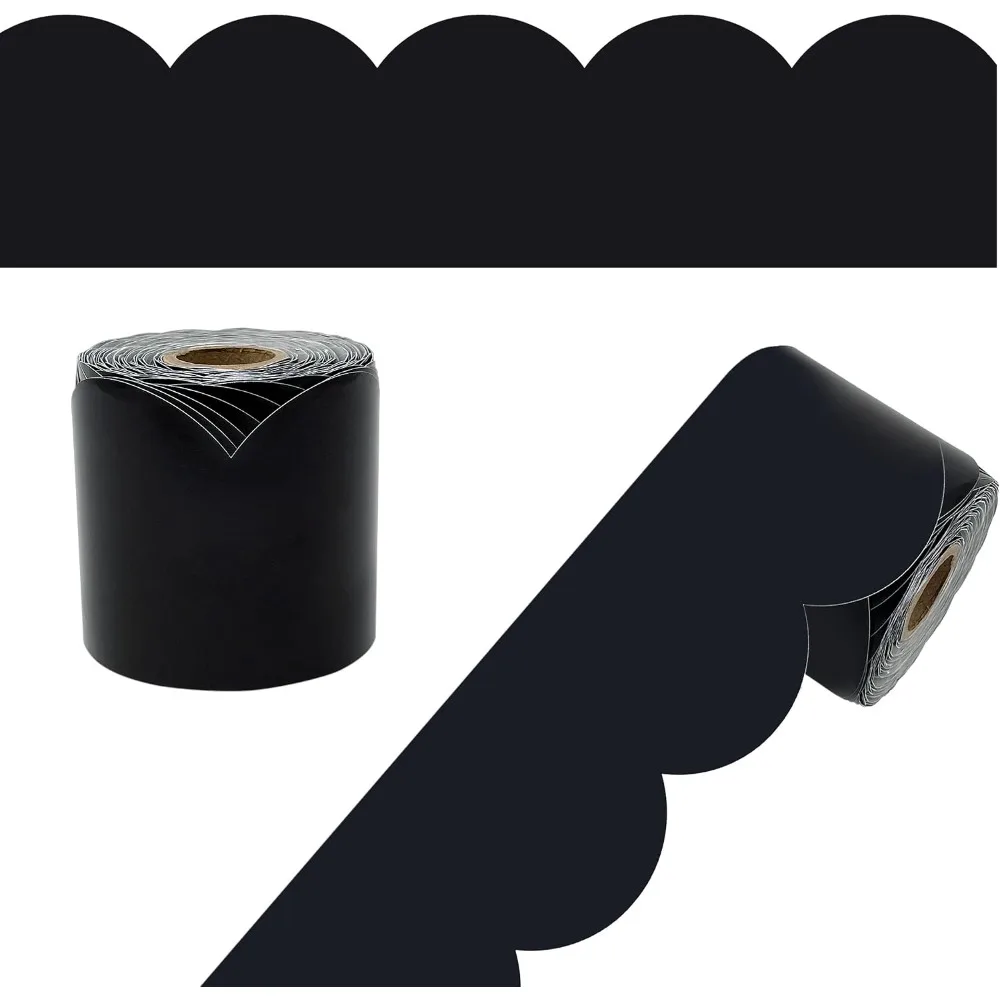33Ft Black Scalloped Bulletin Board Border Trim Roll For Whiteboard Cork Poster Classroom Office Party Wall Decor Supplies