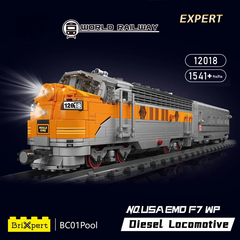 Trains MOC USA EMD F7 WP Diesel Locomotive Remote Control Train Railway Model 1541PCS Building Blocks Brick Puzzle Toys Gift