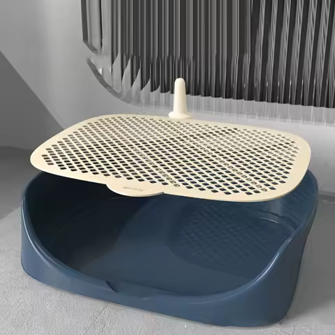 Plastic Dog Potty Tray With Pillar Mesh Grid Panel Puppy Urinary Trainer Portable Prevents Splash Pet Training Toliet Cat
