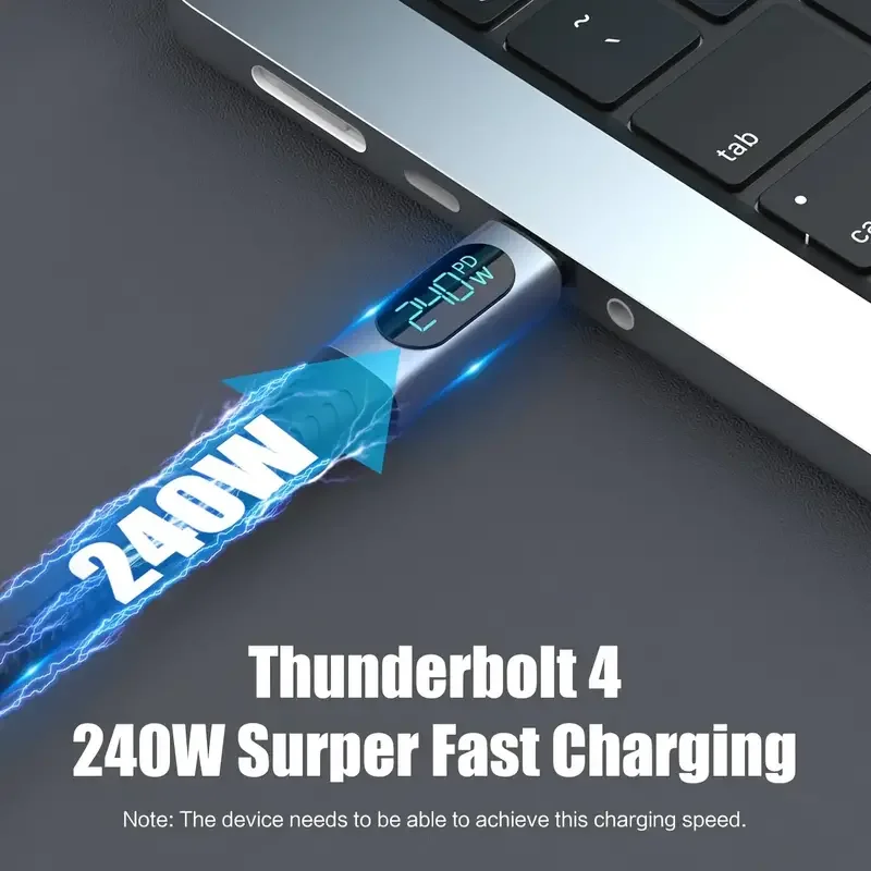 USB4 Cable with LED Display 3.3ft USB C Thunderbolt 3/4 Cable with 8K Video 40Gbps Data Transfer Fast Charging for iMAC HUB IPAD