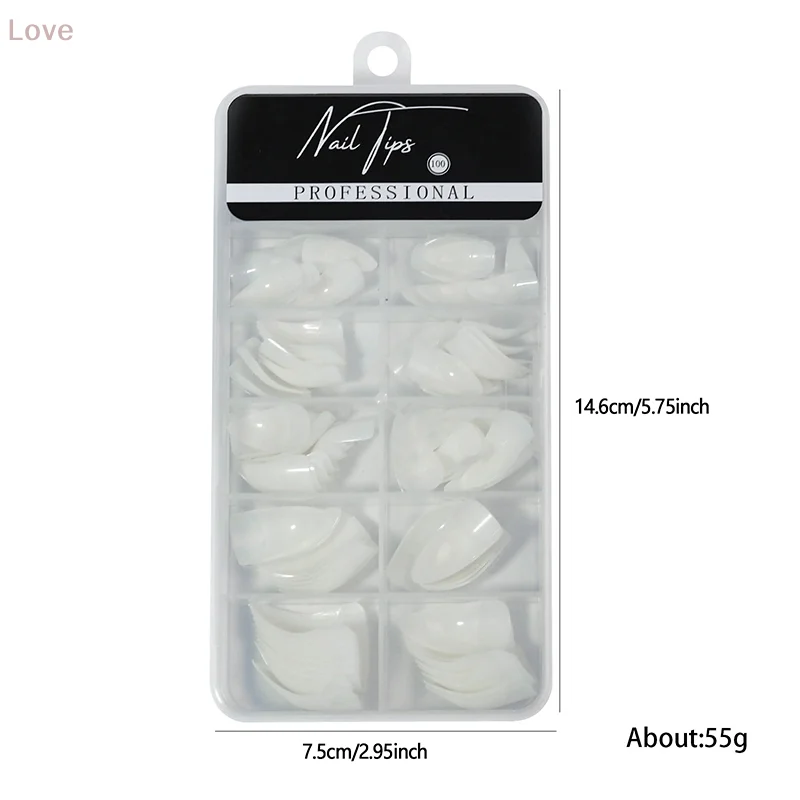 [L&P] 100 peças pontas de unhas curvas de falcão meia cobertura curva de garra de águia extensão de unhas falsas 10 tamanhos para salão de arte