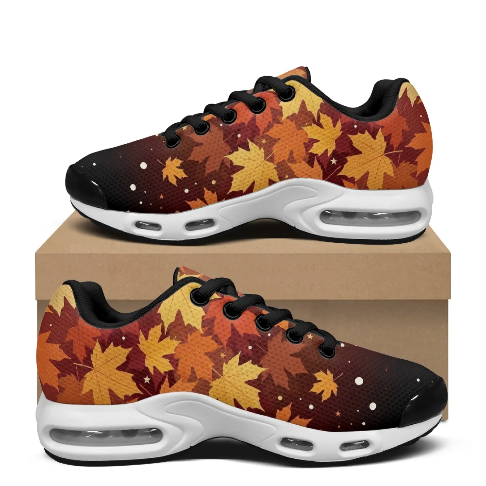PENSTROLL Autumn Maple Leaf Cross Trainers Tennis Fashion Sneakers for Men Breathable Gym Shoes