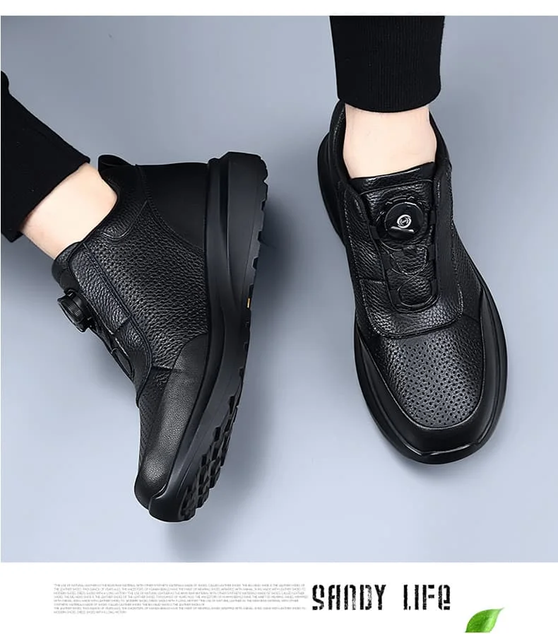 Sportliche Freizeitschuhe für Herren mit Automatikschnallen, bequeme Pendler-Schuhe, mehrlagiges Rindsleder, höhenvergrößerndes Innendesign – Detail 27