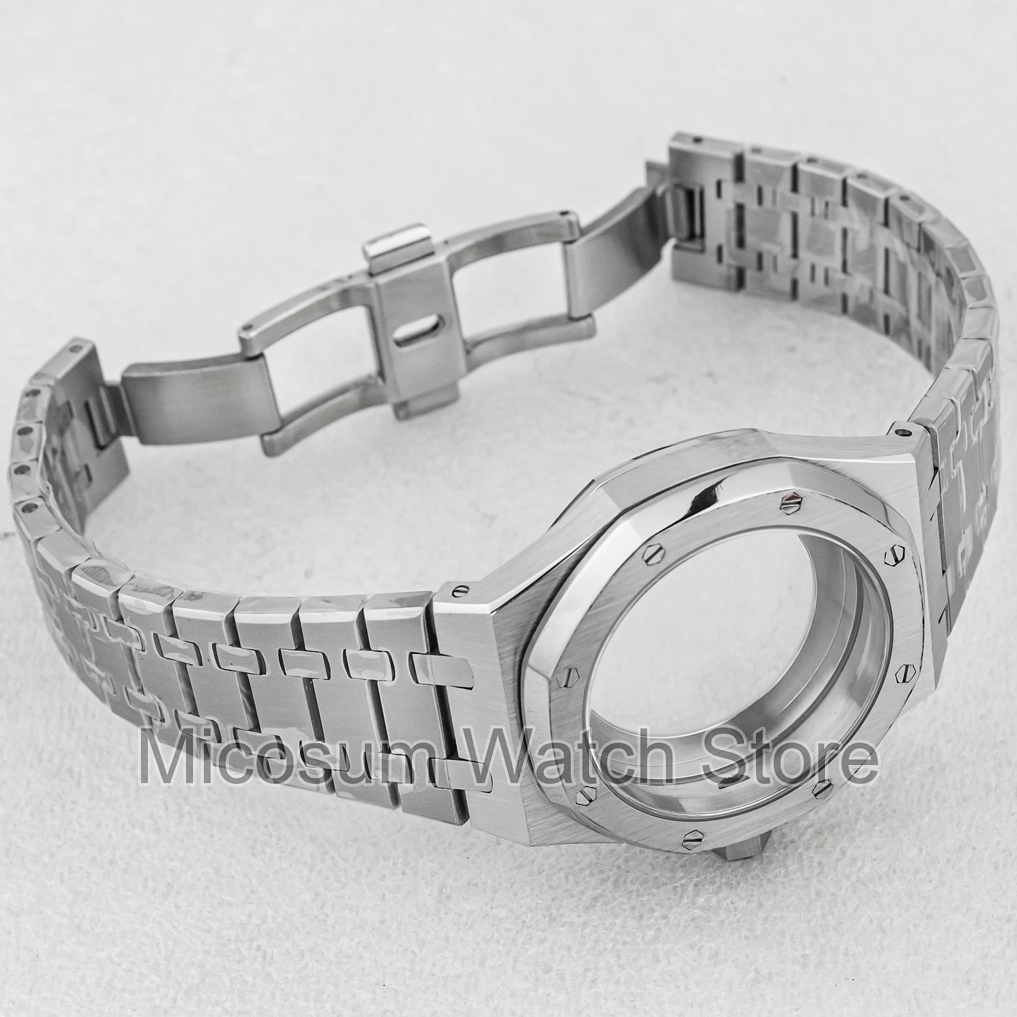 

41MM NH35 Case Stainless Steel Bracelet Strap Sapphier Crystal Water Resistant for Octagon Royal NH35 NH36 Movement 31.8mm Dial