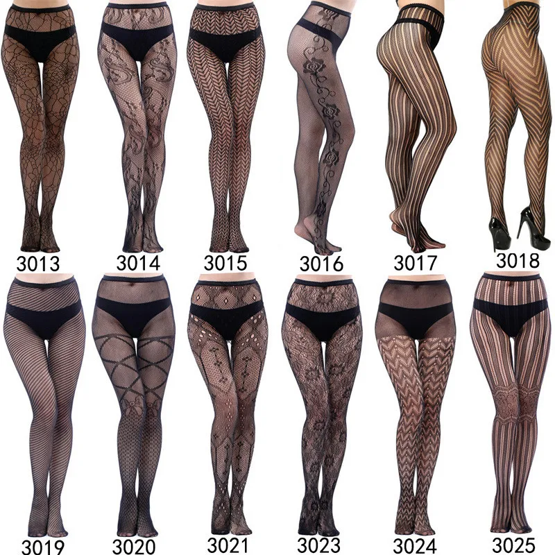Neuartige Übergrößen-Netzstrumpfhose Sexy Hohle Spitzenstrümpfe Schwarze Overknee-Strümpfe für Damen Dessous