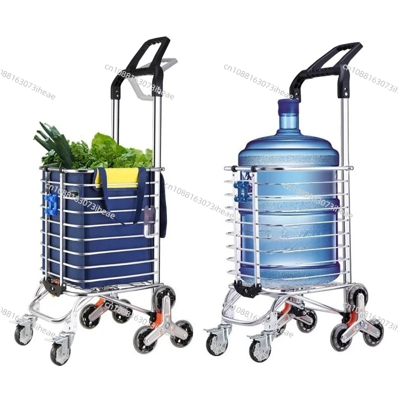 

Складная тележка для продуктов из алюминиевого сплава, портативная тележка для покупок, легкая складная тележка для еды в супермаркете, тележка-лестница