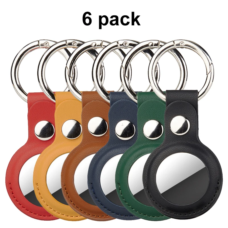 6-Pack PU Leather Cases caver for Your Apple protection Airtag Keychain holder find my bike support airtag door pendant