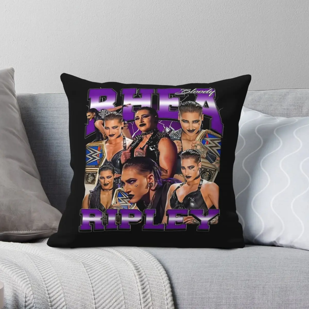 

Rhea Ripley Wrestler Pillowcase Polyester Linen Velvet Printed Zip Decorative Throw Pillow Case Bed Cushion Case 45x45