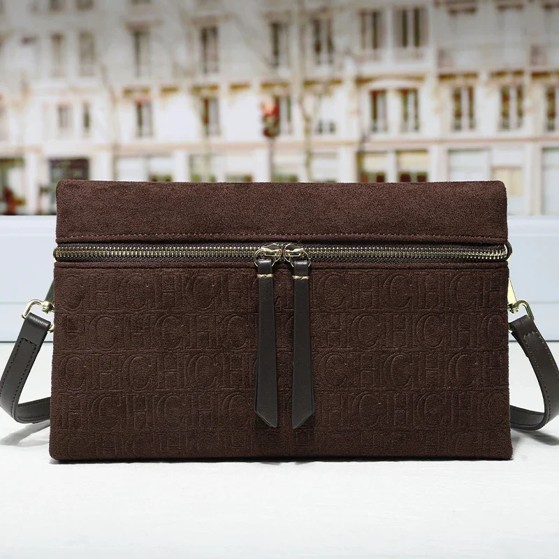 

Сумка через плечо из замши однотонного цвета CH Quality Preferred, легкий люксовый бренд, новинка 2026 года, многофункциональная, незаменимая женская сумка через плечо